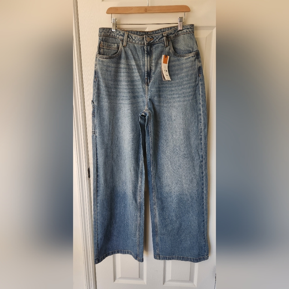 Timberland Womens Denim Carpenter PantBlue Wide-Leg Jeans. Size: 31W/34L